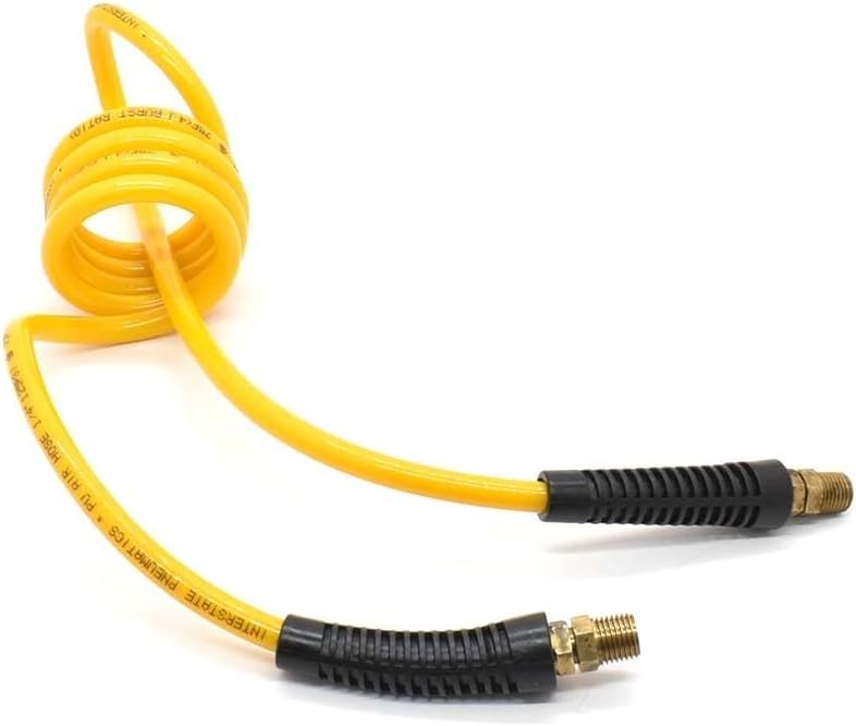 Interstate Pneumatics HR14-005 1/4 Inch 5 ft long, Recoil Yellow Nylon Air Hose gallery
