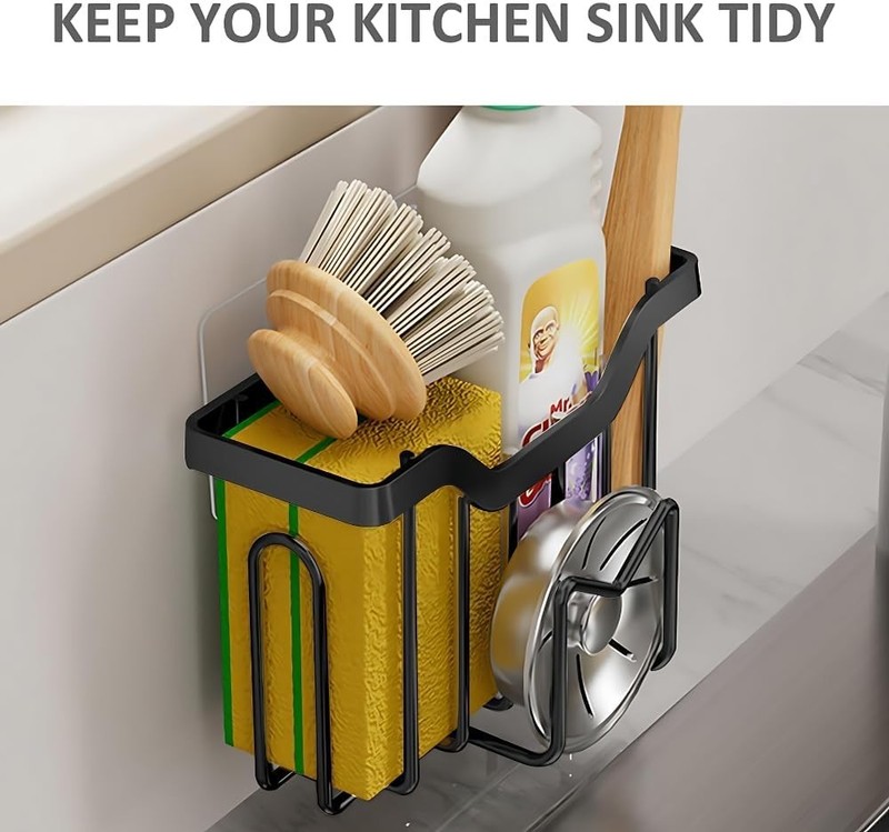 Sponge Holder Suction Cup Stainless Steel Kitchen Dish Drain Sink Basket Racks gallery