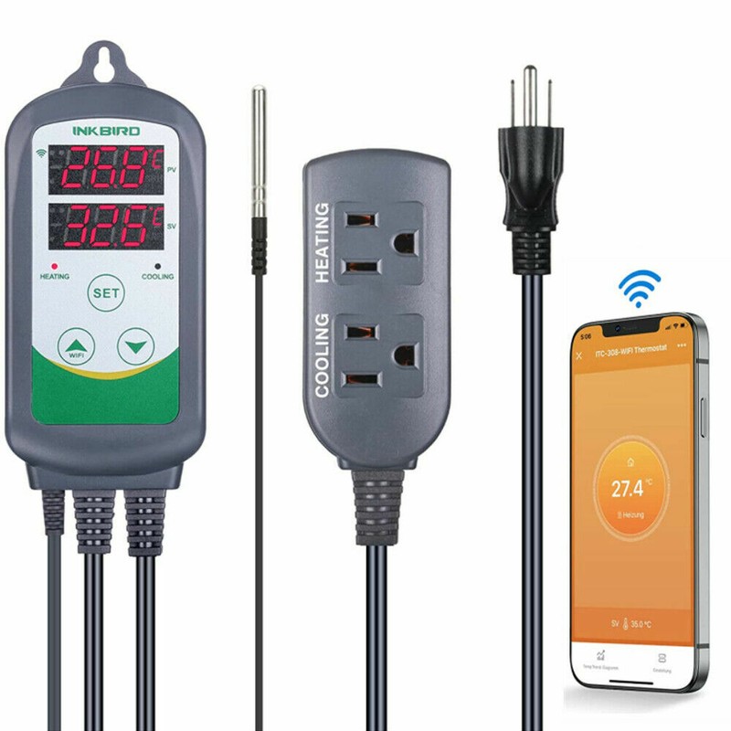 Inkbird Wifi Temperature Control Thermostat Heating Cooling Metal Probe C/F APP gallery