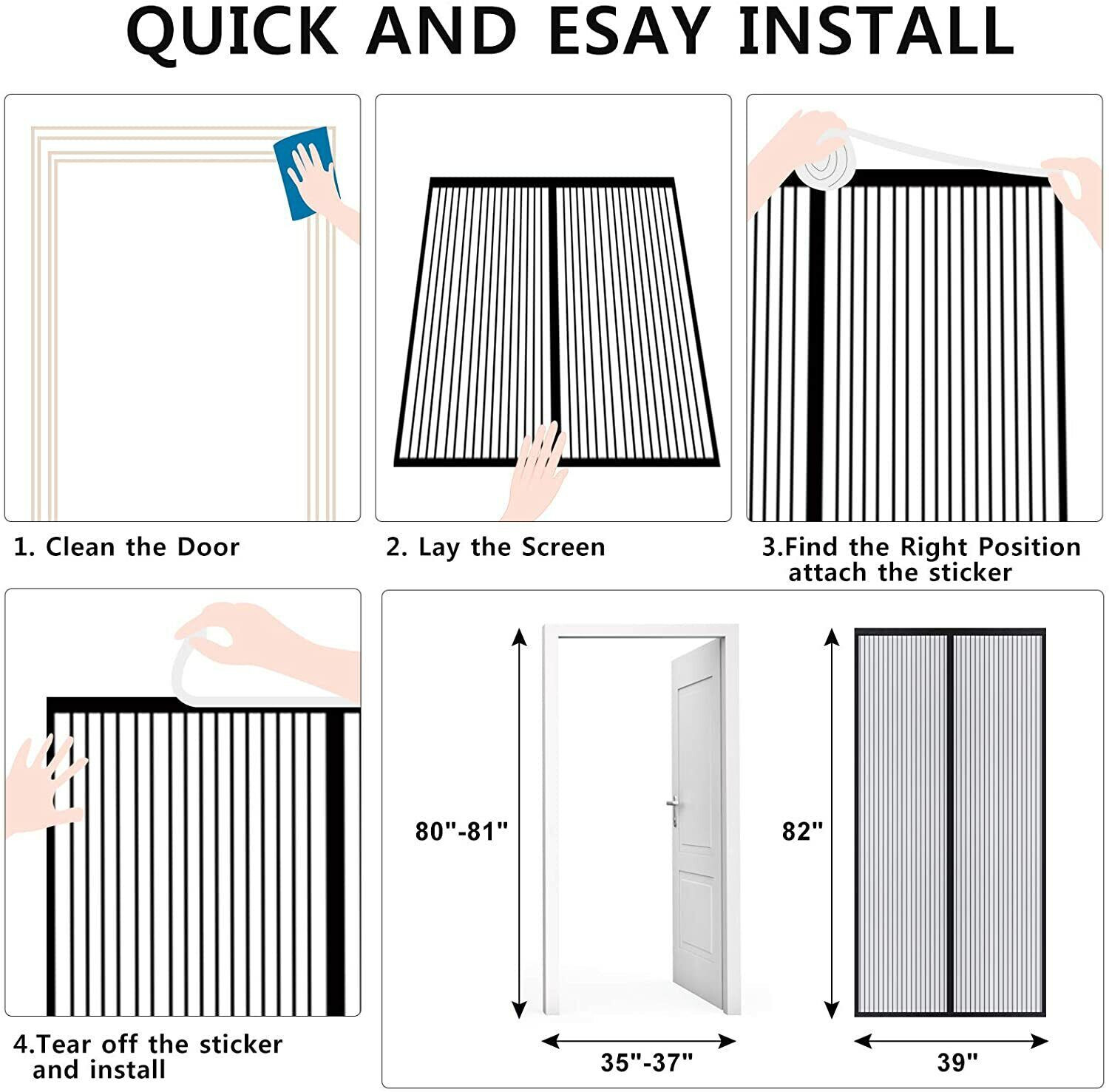 Magnetic Screen Door Mesh Curtain Durable Heavy Duty Mosquito Net Bug Hands Free gallery