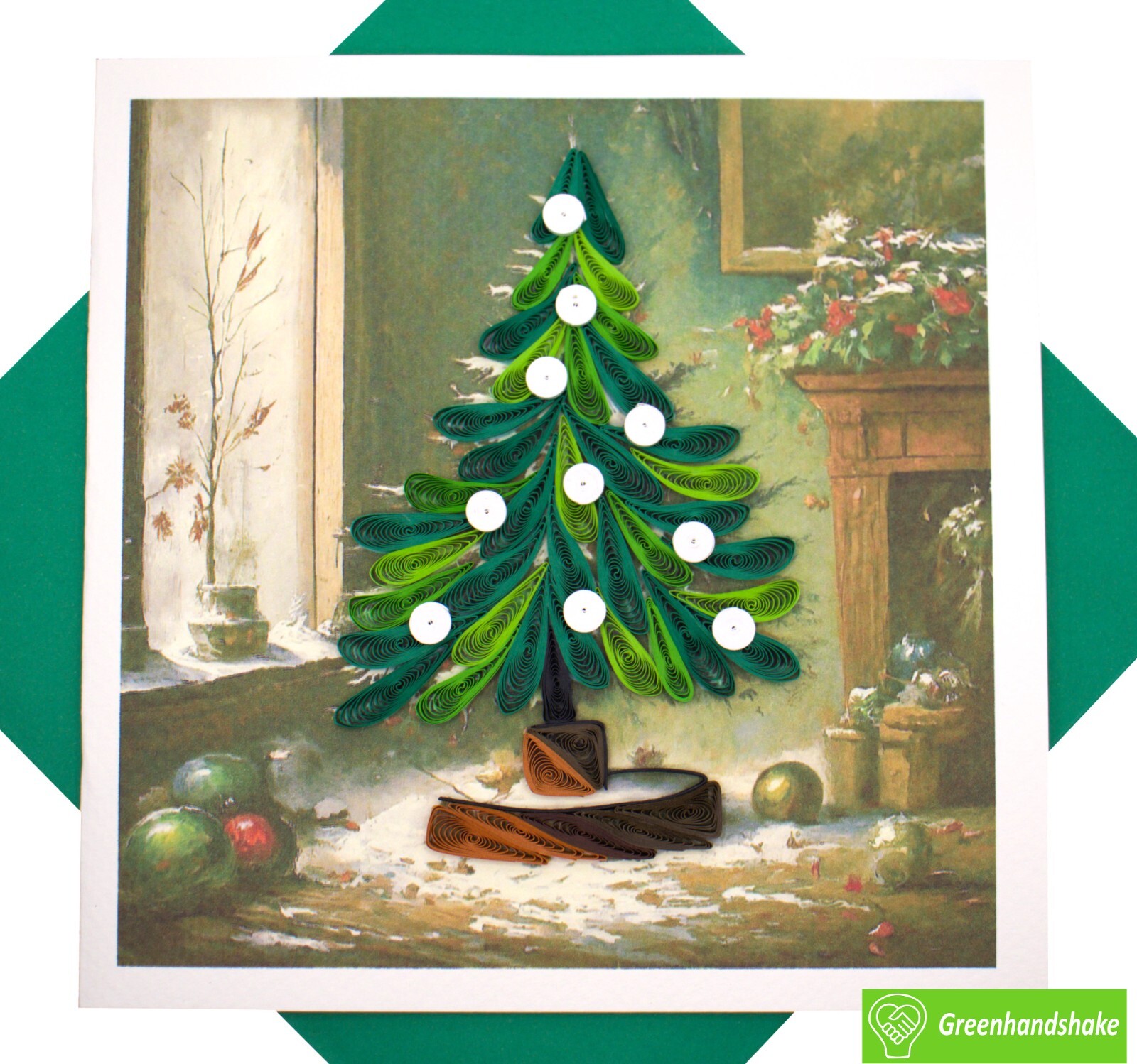 Ornate Christmas Tree Quilling Greeting Card - GREENHANDSHAKE gallery