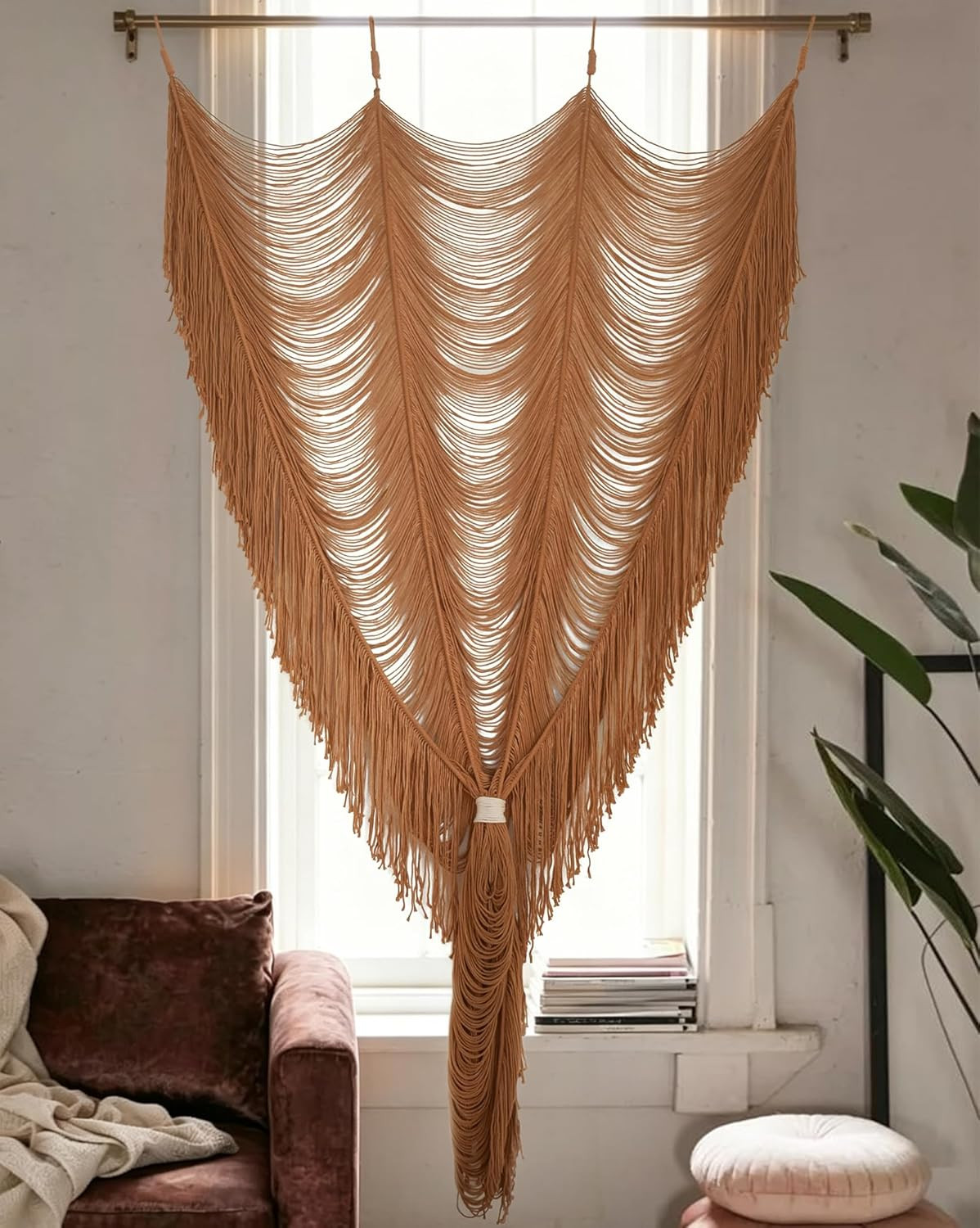 Macrame Curtain Boho Curtain Doorway Window Wall Decor Fiber Yarn Art Handwoven gallery