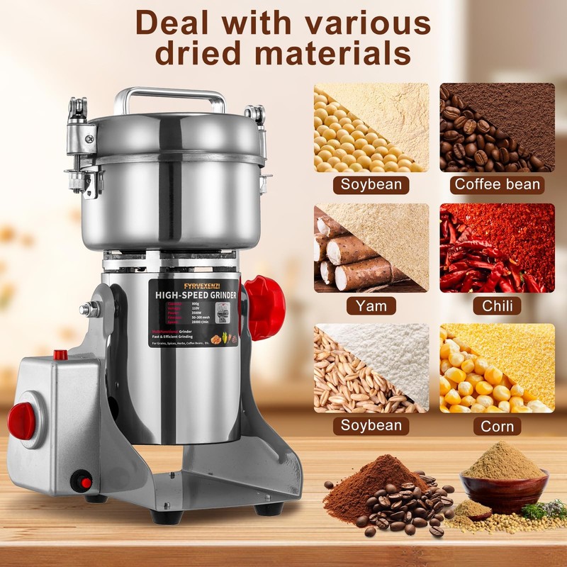 Electric Grain Grinder – High-Speed 800g SS Food Mill & Pulverizer for Nuts gallery