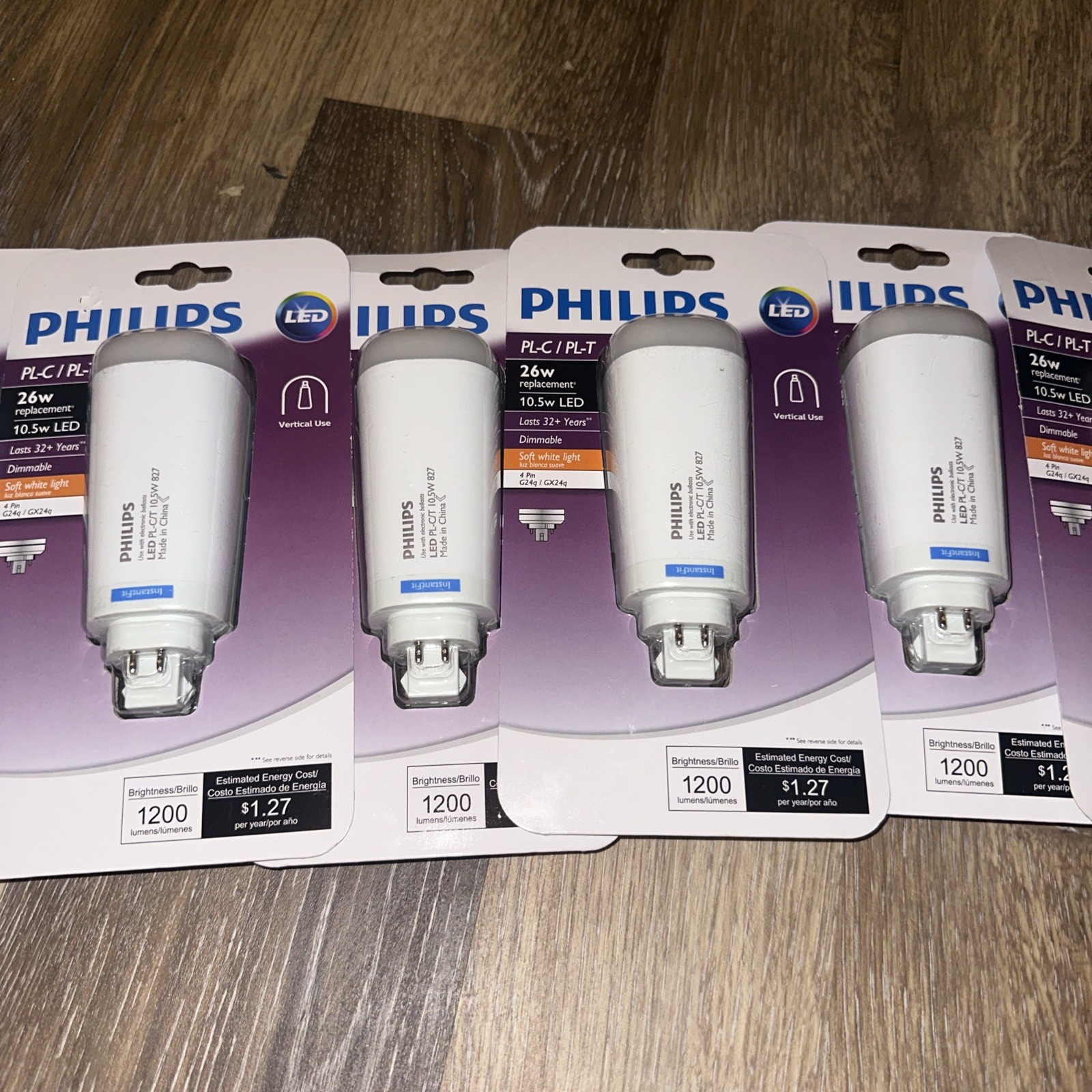 6 Philips LED Frosted Dimmable PL-C CFL Replacement Bulbs 1200 Lumen G24q 4 Pin gallery