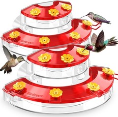 Birdream 2 Pack Window Hummingbird Feeders for Outdoors, with 2 Pack, Red