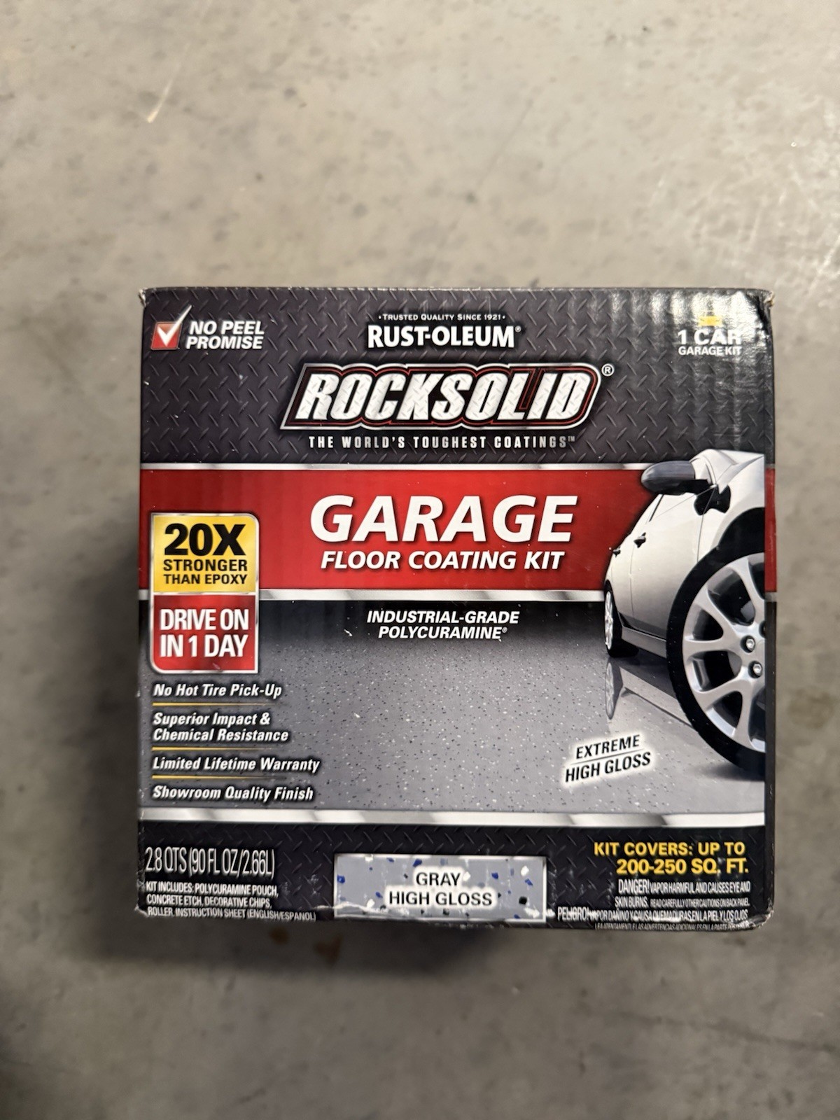 NEW - Rust-Oleum RockSolid 1 Car Garage Floor Kit - 90 oz. - Gray Polycuramine gallery