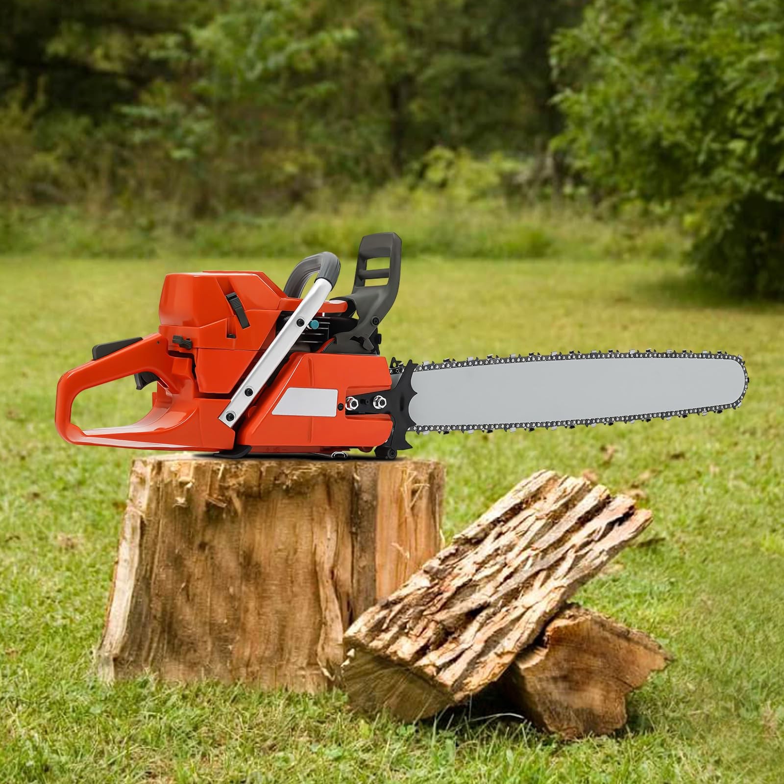 28 In Gas Chainsaw，71CC 2-Stroke Gas Chainsaw Handheld Cordless Chain with Ai... gallery