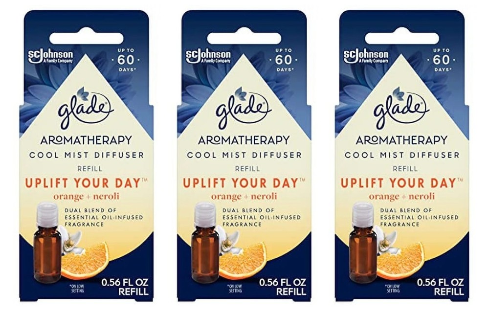 3 Pack Glade Essential Oil Diffuser Refill Aromatherapy Orange & Neroli 0.56oz