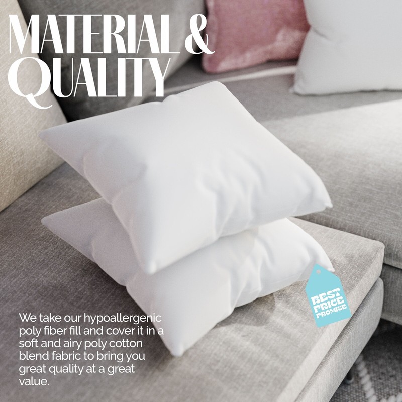 Euro Pillow Stuffing Throw Pillow Insert Form inserts USA Cotton Shell Pair of 2 gallery