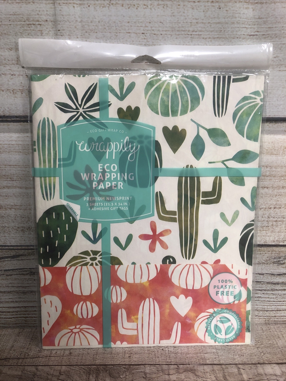 Plastic Free Recycled Wrapping Paper Eco friendly Compostable Cactus Earth Day gallery