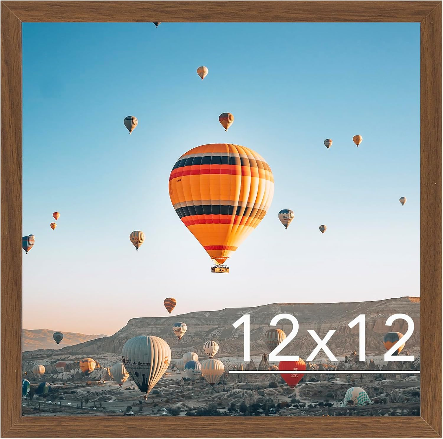 12x12 inch Picture Frame Horizontal and Vertical Formats for Wall Hanging, Brown gallery
