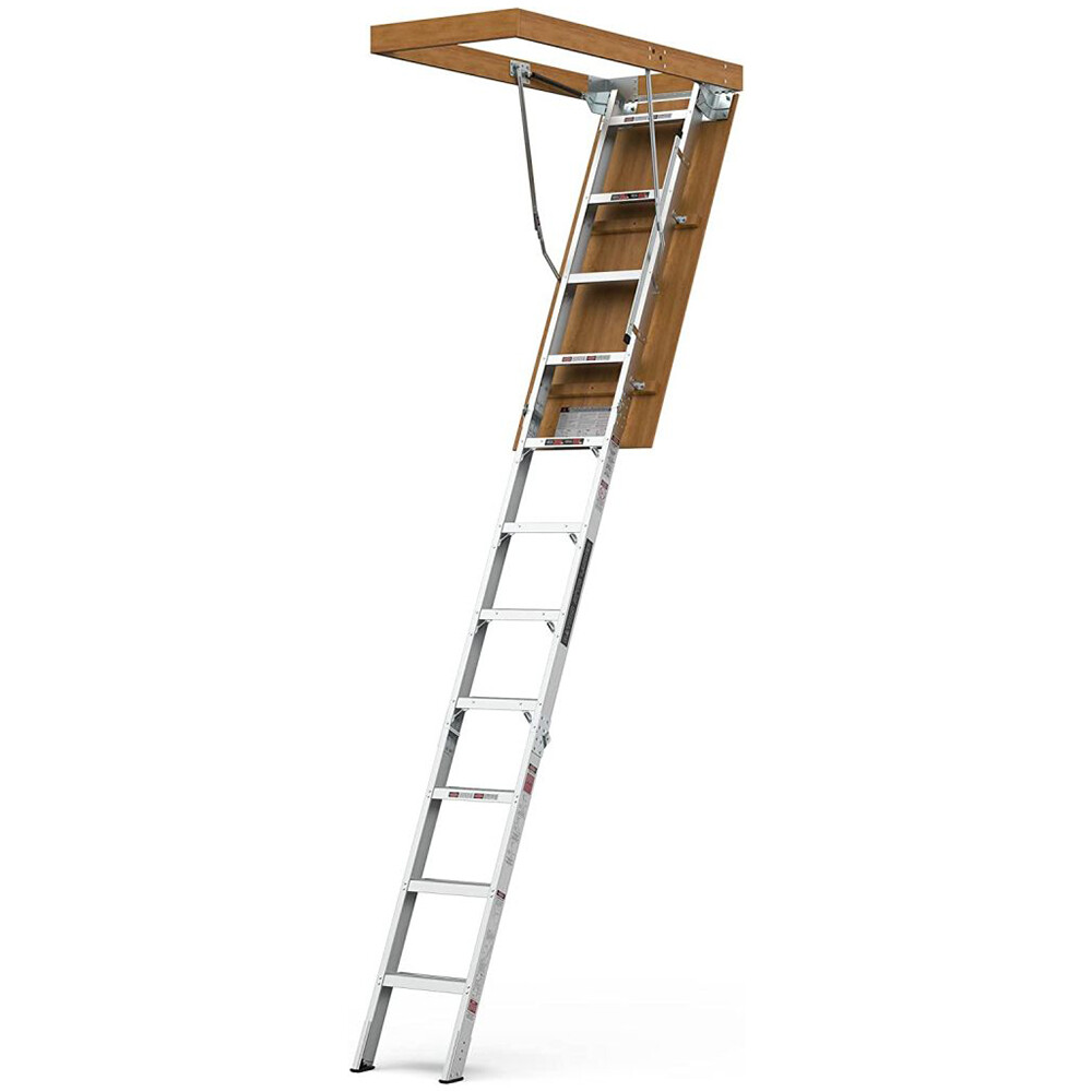 Portable Retractable Aluminum Attic Ladder 7'8"-10'3" Height Folding Loft Stairs gallery