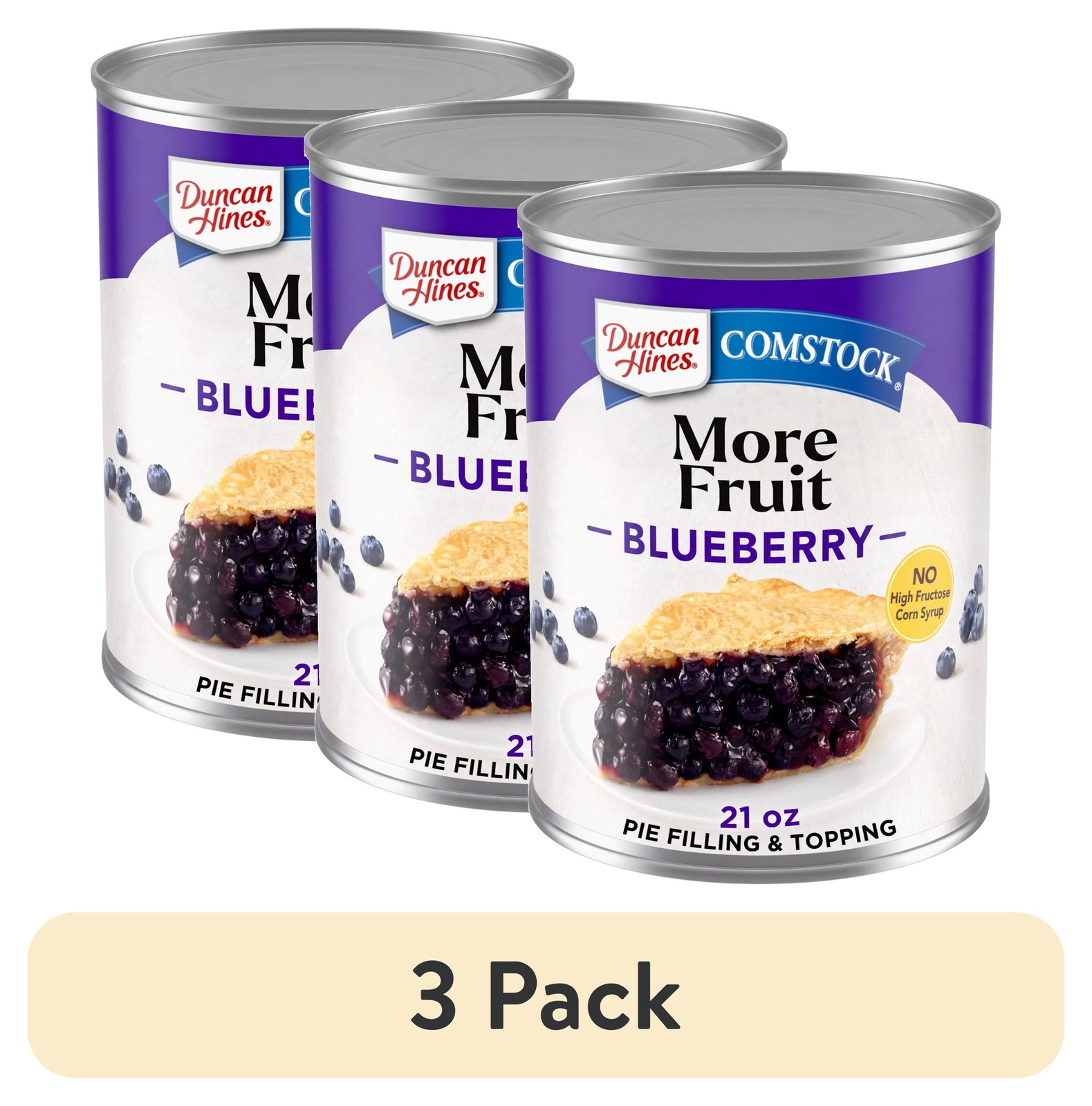 (3 Pack) Comstock More Fruit, Blueberry Pie Filling and Topping, Ready to Use, gallery