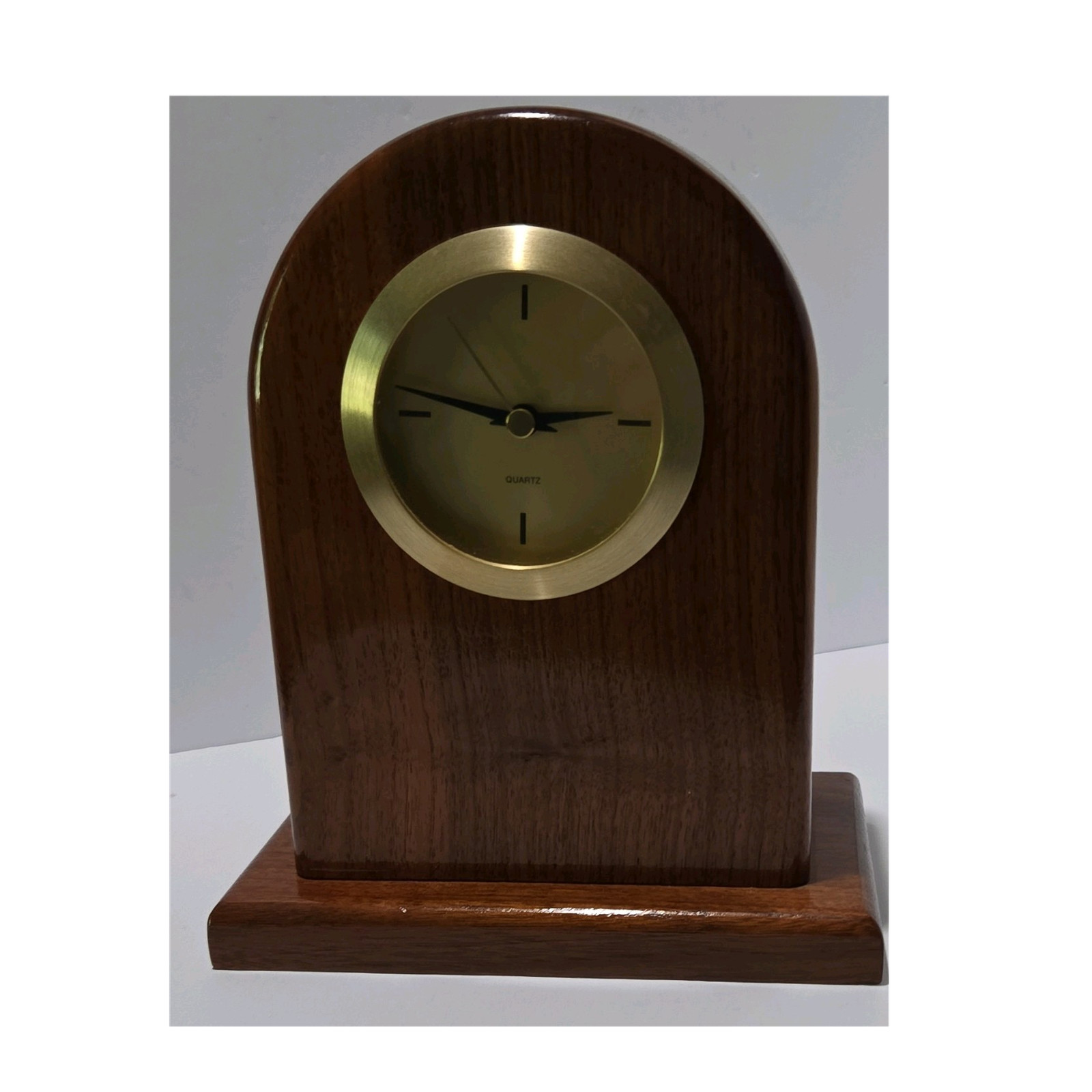 Hand made, Wood Desk Clock Quartz Analog 12-Hour Brown/Gold Non-Numeric Marks gallery