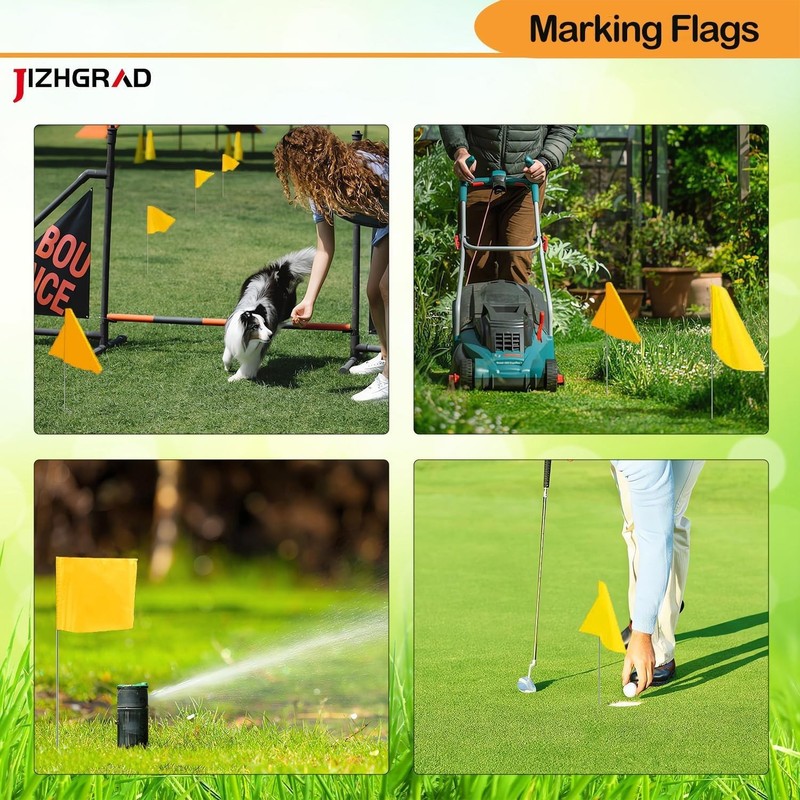Versatile Yellow Marker Flags 15x5 Inch - Ideal for Lawn, Survey & Dog Training gallery