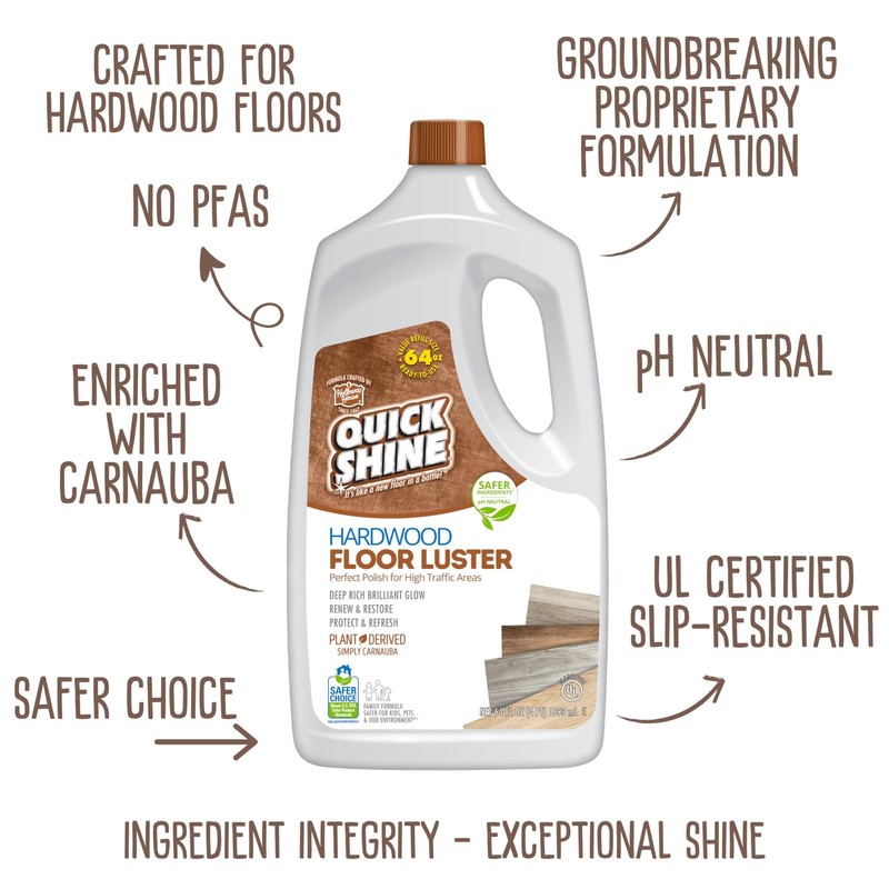 Quick Shine Hardwood Floor Luster-Polish 64oz-4pk | Plant-Derived w/Carnauba | gallery