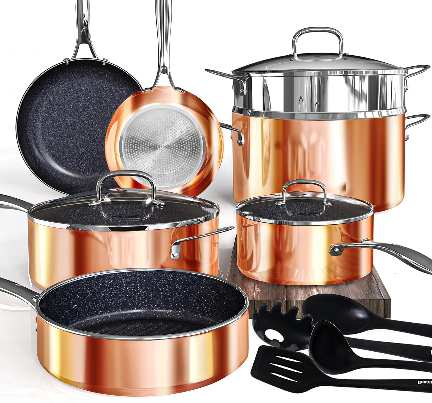 Deluxe 14PC Healthy Pots and Pan With 9H Anti-scratch Coating 2-Layer Non-Stick gallery