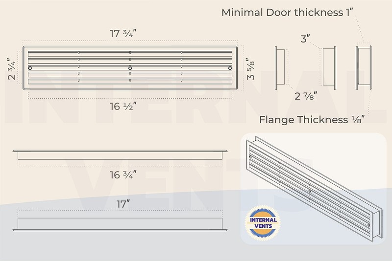 INTERNAL VENTS Door Vent for Interior Doors 16 7/8" x 3" - Two Sided Door Lou... gallery