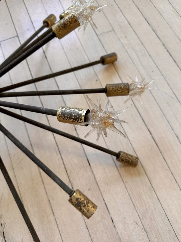 Vintage Brass MCM Atomic Sputnik Ceiling Light Chandelier Starburst Bulbs gallery