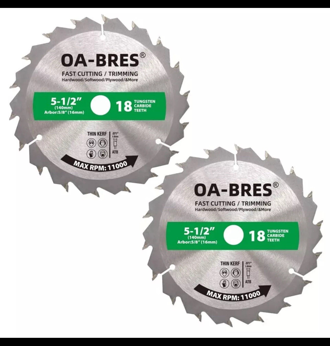 OA-BRES 5-1/2 Inch 18 Tooth Fast Cutting/Trimming Circular Saw Blade 2-Pack New gallery
