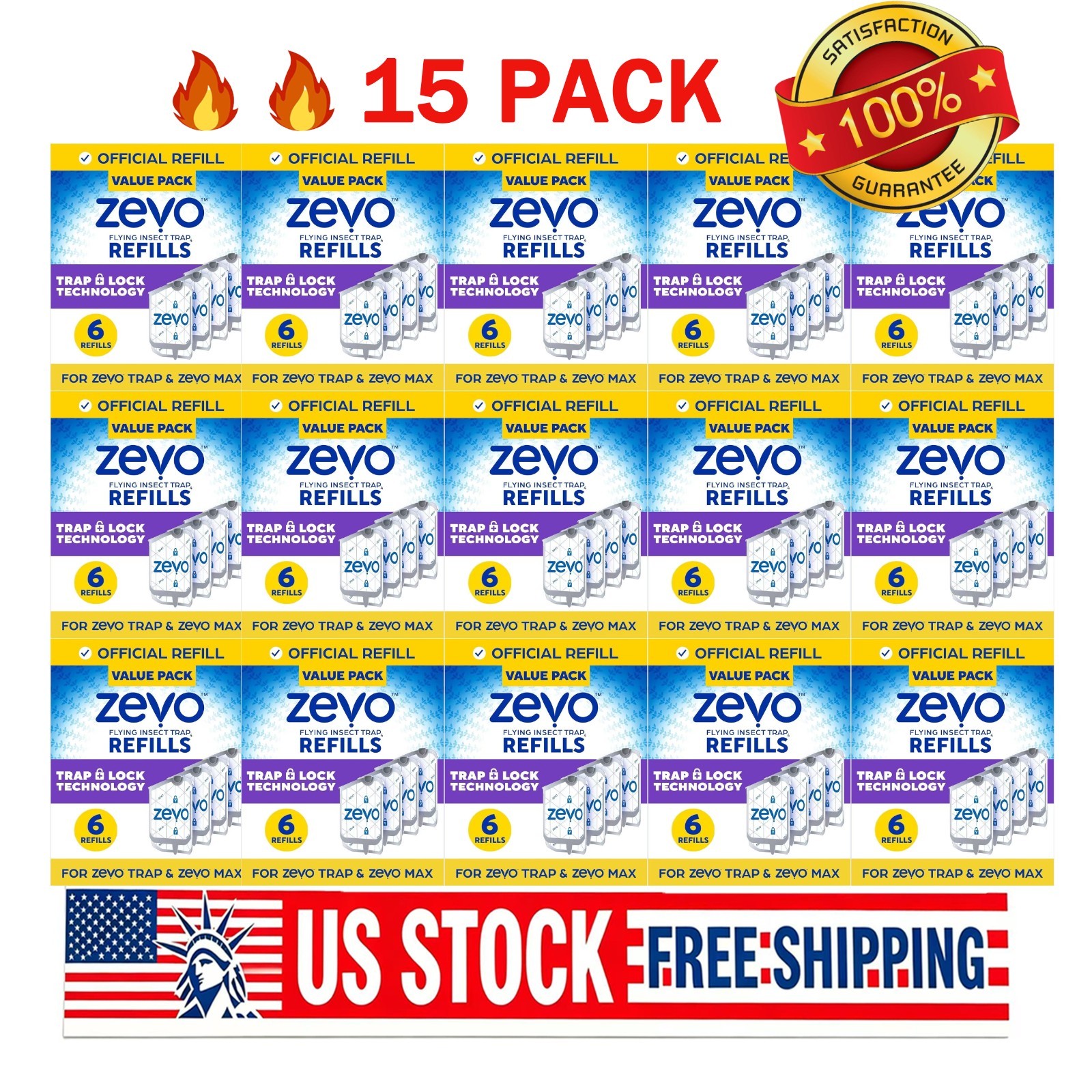 15 Pcs Zevo Flying Insect Trap Refill Cartridges Easy to Use 6 Refill Cartridges gallery