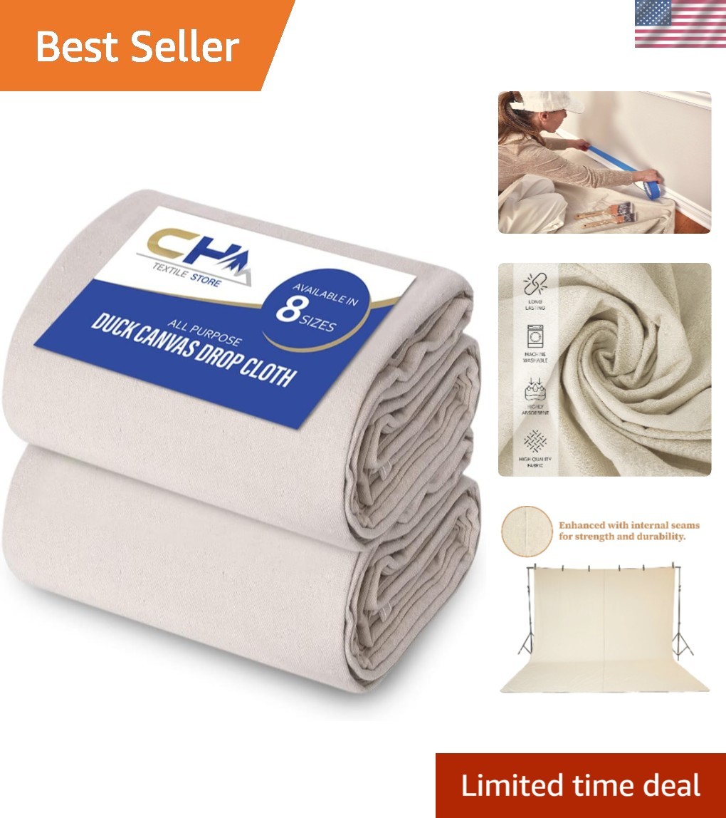 Washable and Reusable Canvas Drop Cloths 9' x 12' - Protect Floors and Furniture gallery