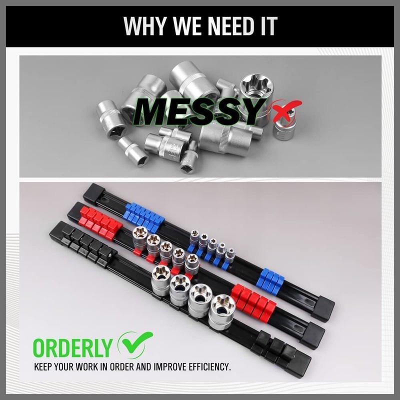 9PCS ABS Socket Organizer Portable Socket Rail Holder for Toolbox 1/4" 3/8" 1/2" gallery