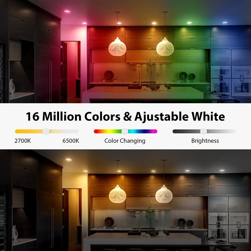 Smart Recessed Exterior Soffit Lighting 6 Inch, 12W 1080LM RGBCW Canless Soff... gallery