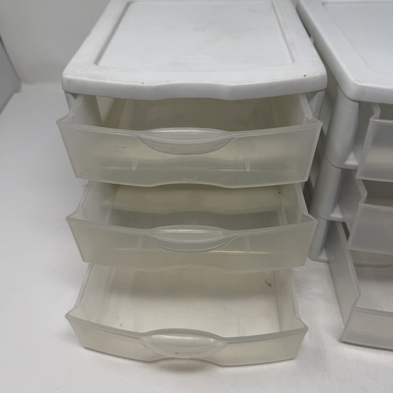 (2) 3-Drawer Sterilite Plastic Tabletop Freestanding Storage Unit White/Clear gallery