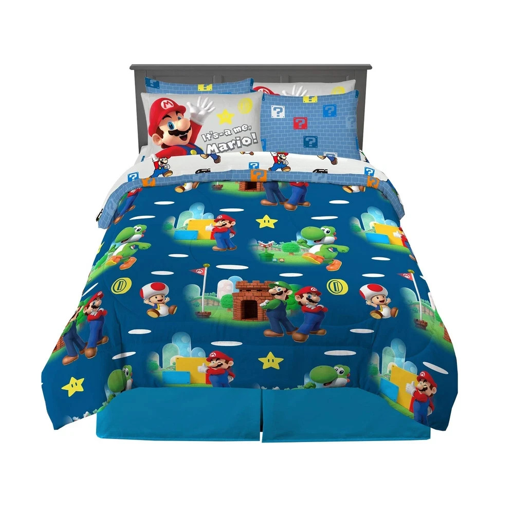 7 Piece Queen Size Super Mario Bros. Bedding Set Franco Kids Soft Comforter gallery