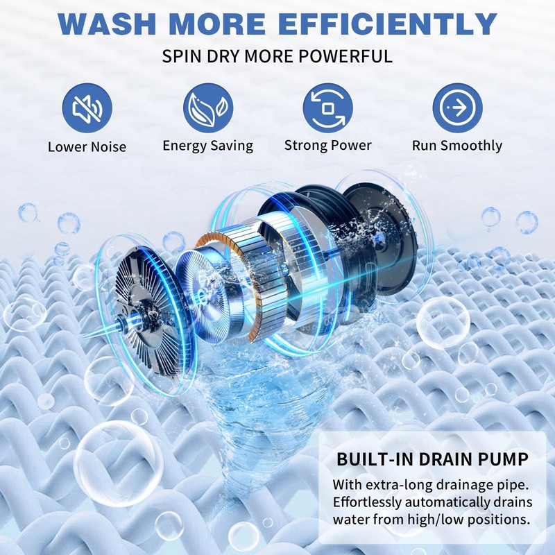Home Full Automatic Washing Machine 15.6lbs Washer Clothing Apartment Electric gallery