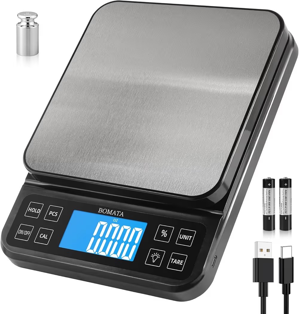 BOMATA Large Kitchen Scale 0.1g/0.001oz High Precision 5kg/11lb gallery