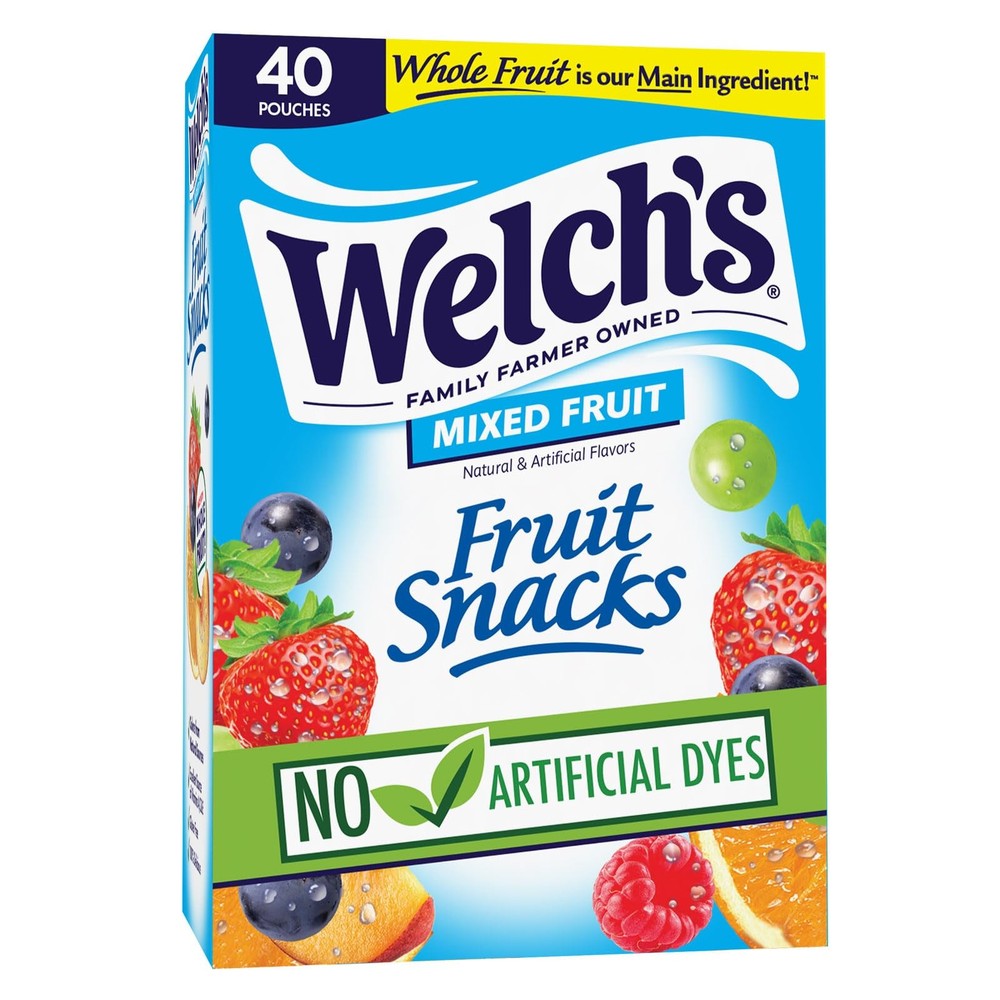 Welch's Fruit Snacks, Mixed Fruit, Bulk Pack, 0.8 Ounce (Pack of 40)