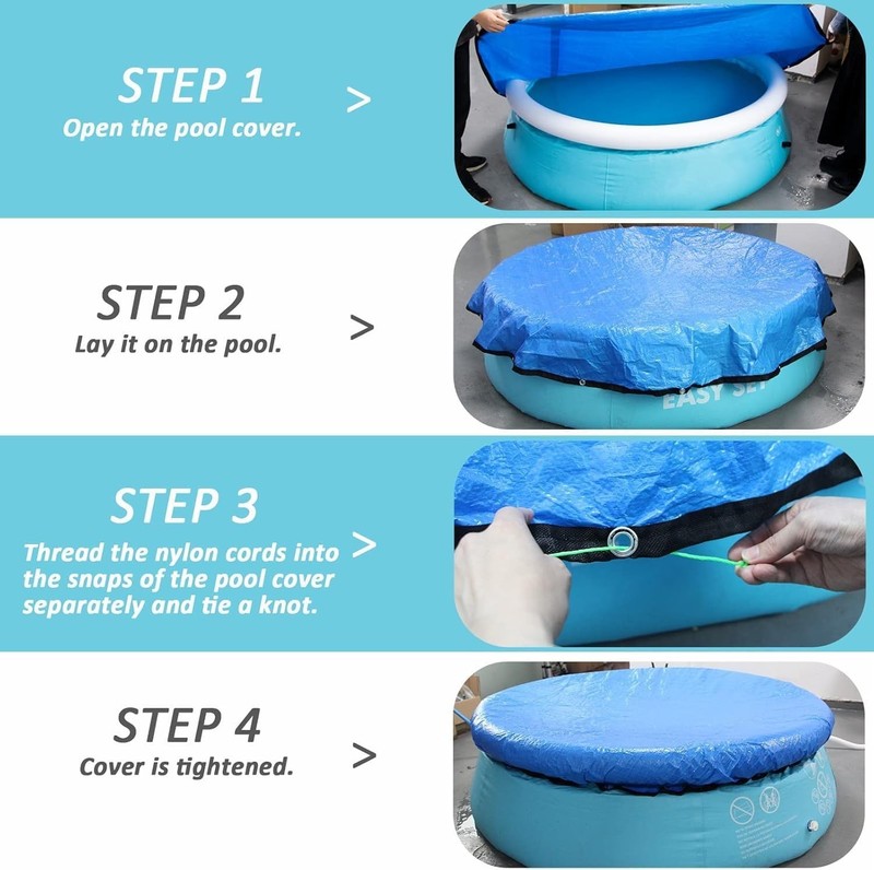 10 Ft Round Pool Cover with Drawstring - Easy Install Solar Heating Blanket gallery
