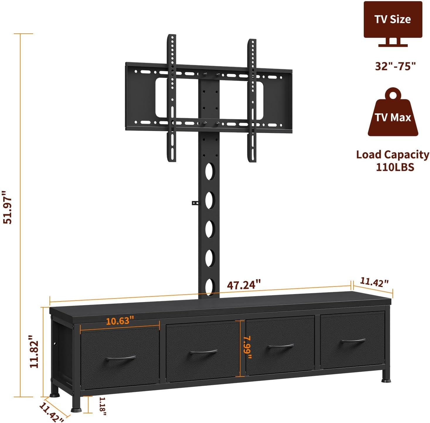 TV Stand W/ Mount & 4 Drawers Entertainment Center up to 75 in TV Media Console gallery