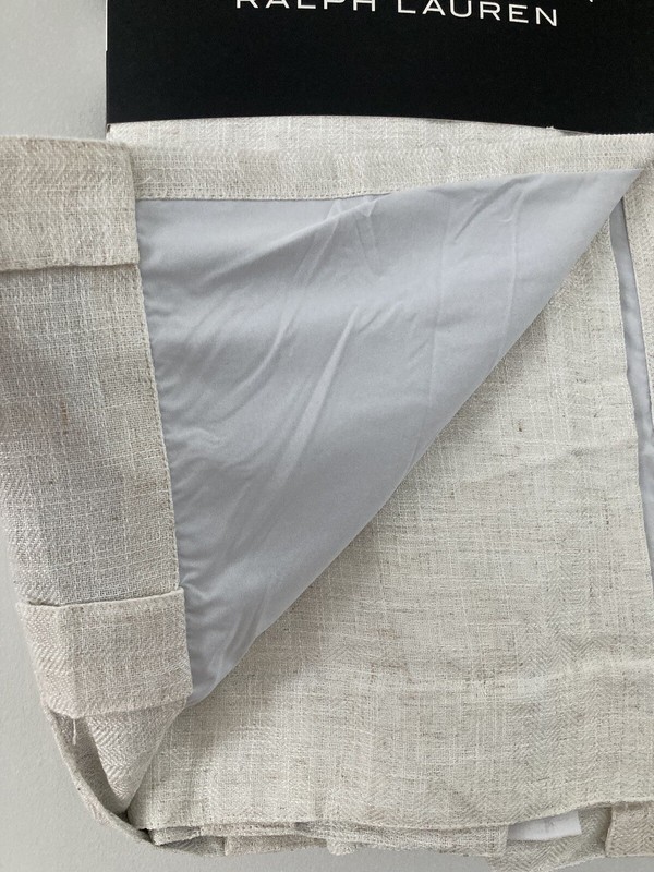 2 Ralph Lauren Back Tab Panels Curtains Blackout Herringbone Natural Beige 108" gallery