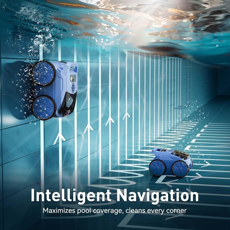 Cordless Robotic Pool Cleaner with 180 min Runtime & Self-Parking Function gallery