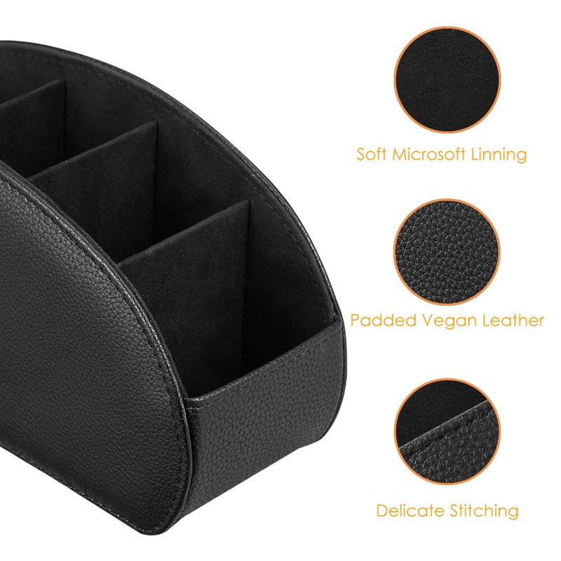 [5 Compartments] Black Remote Control Holder TV Remote Caddy Desktop Organizer gallery