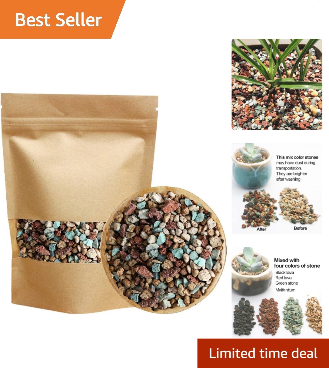 Horticultural Lava Pebbles - 2.2lb Perfect for Succulents & Cactus gallery