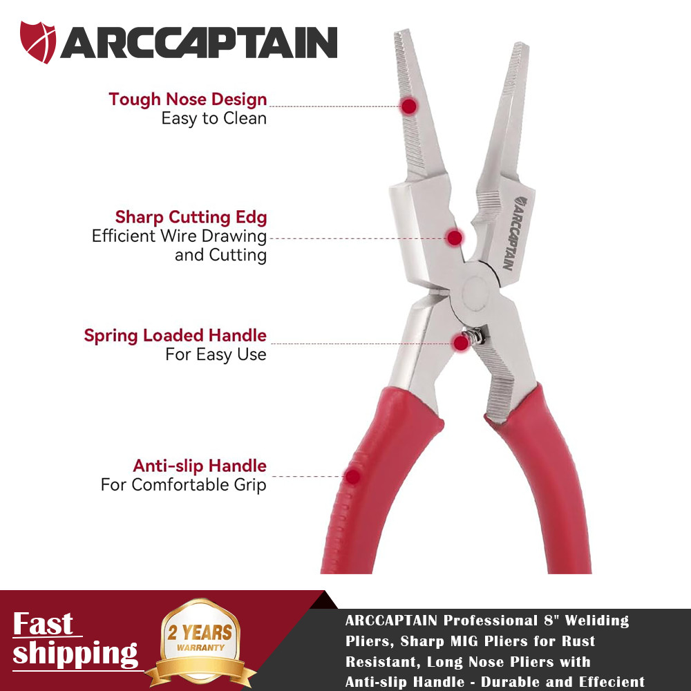 ARCCAPTAIN 8" Weliding Pliers Sharp MIG Pliers Rust Resistant Long Nose Pliers gallery