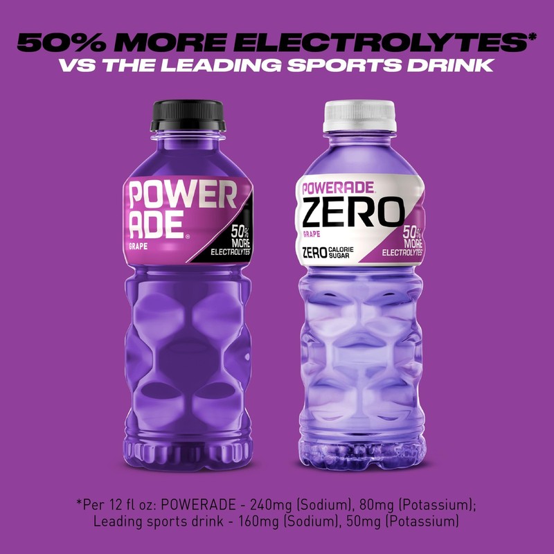 POWERADE Electrolyte Enhanced Zero Sugar Grape Sports 20 Fl Oz (Pack of 8) gallery