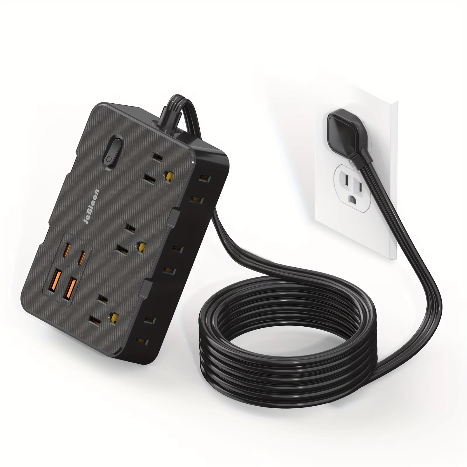 Ultra Thin Flat Plug Extension Cord with 4 USB Ports(2 USB C), 5Ft Surge Protect gallery