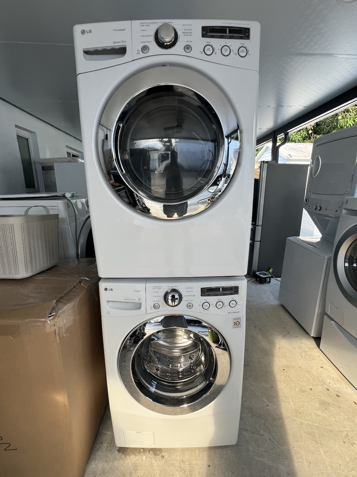 LG SteamWasher Stacked Front Load Washer & Dryer Set, Stackable Electric, White gallery