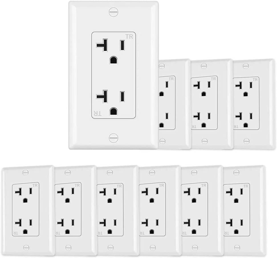 Outlet Socket, Decora Duplex Receptacle, 20A TR outlet with wallplates 10pack gallery