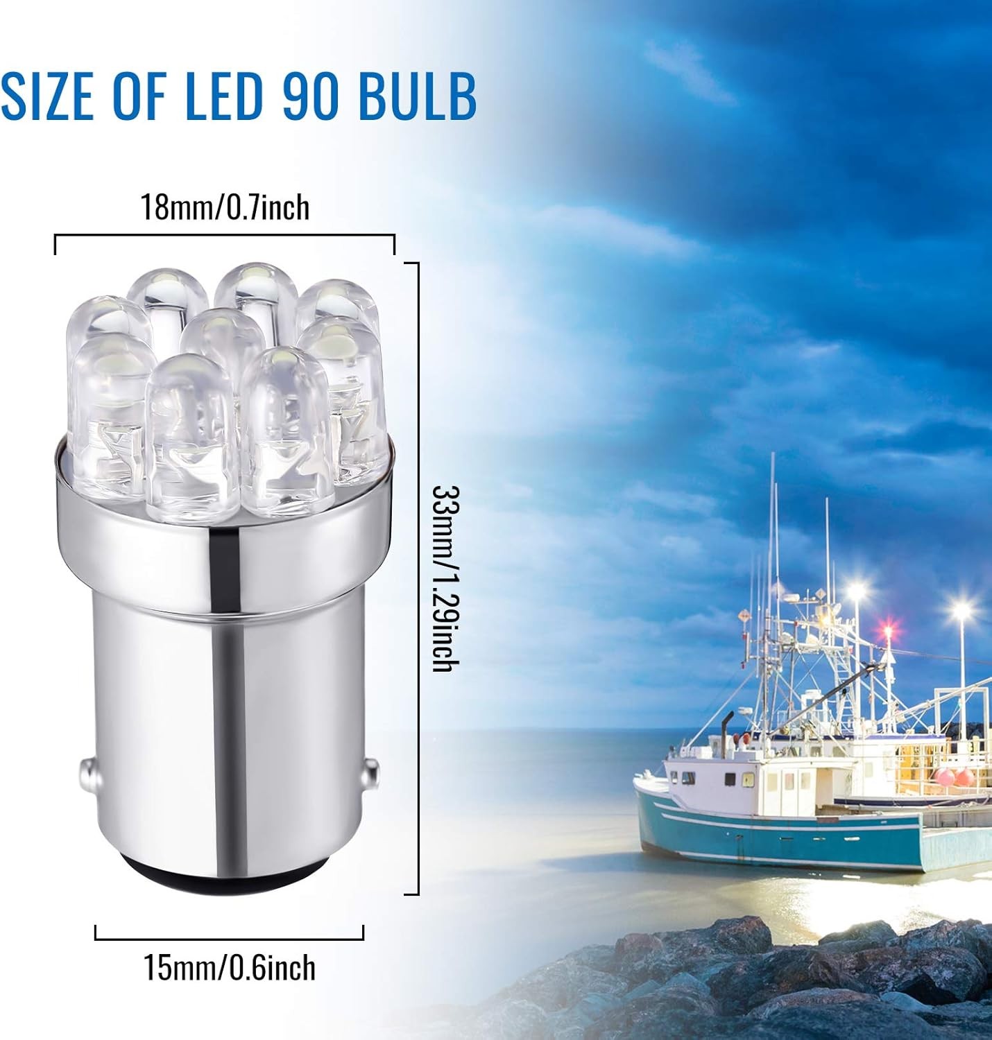4 Pieces LED 90 Bulb 1004 Marine LED Replacement Bulb BA15D LED Bulb for Boat Na gallery