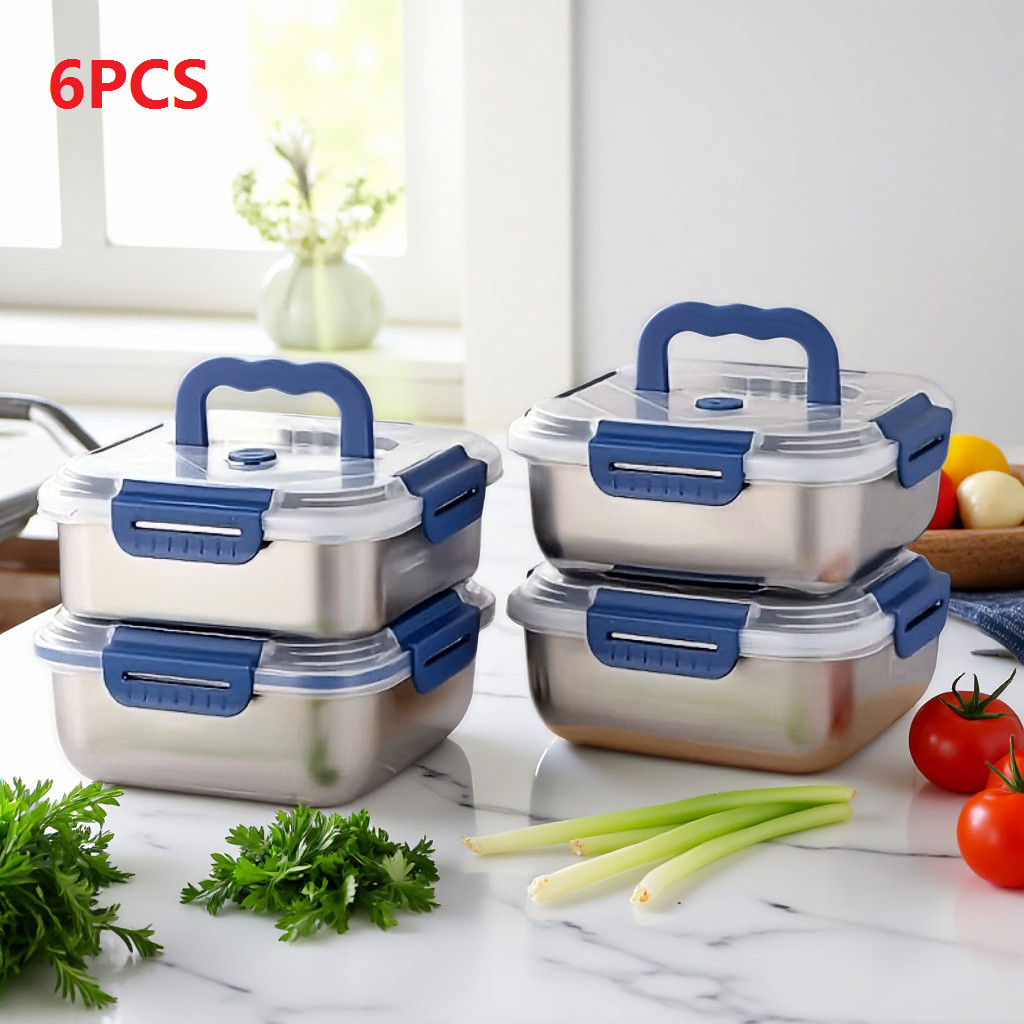 Organize It All: 6-Count Stainless Steel Containers for Home,Picnics & On-the-Go gallery