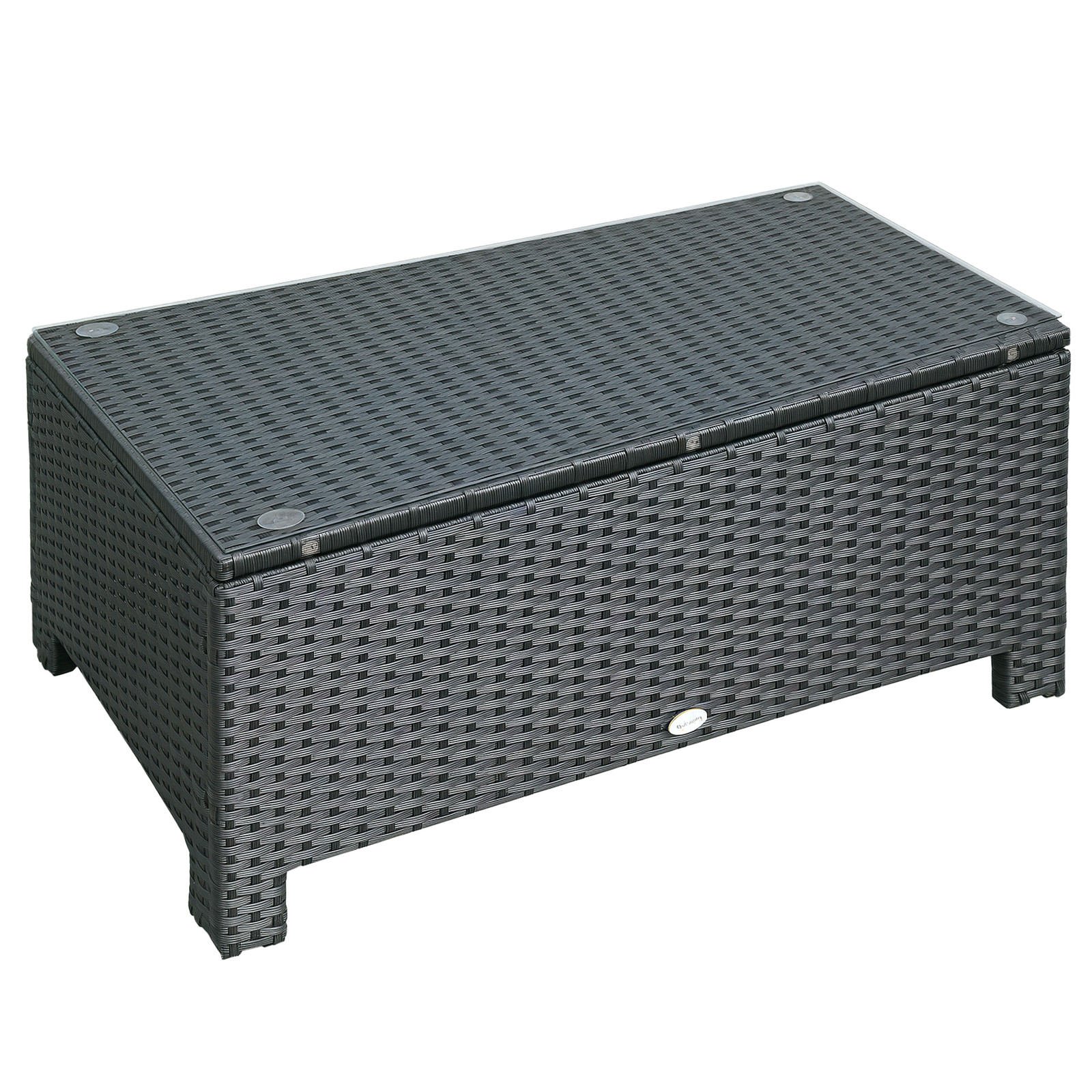 33.5in PE Rattan Patio Coffee Table w/ Tempered Glass Top Black gallery