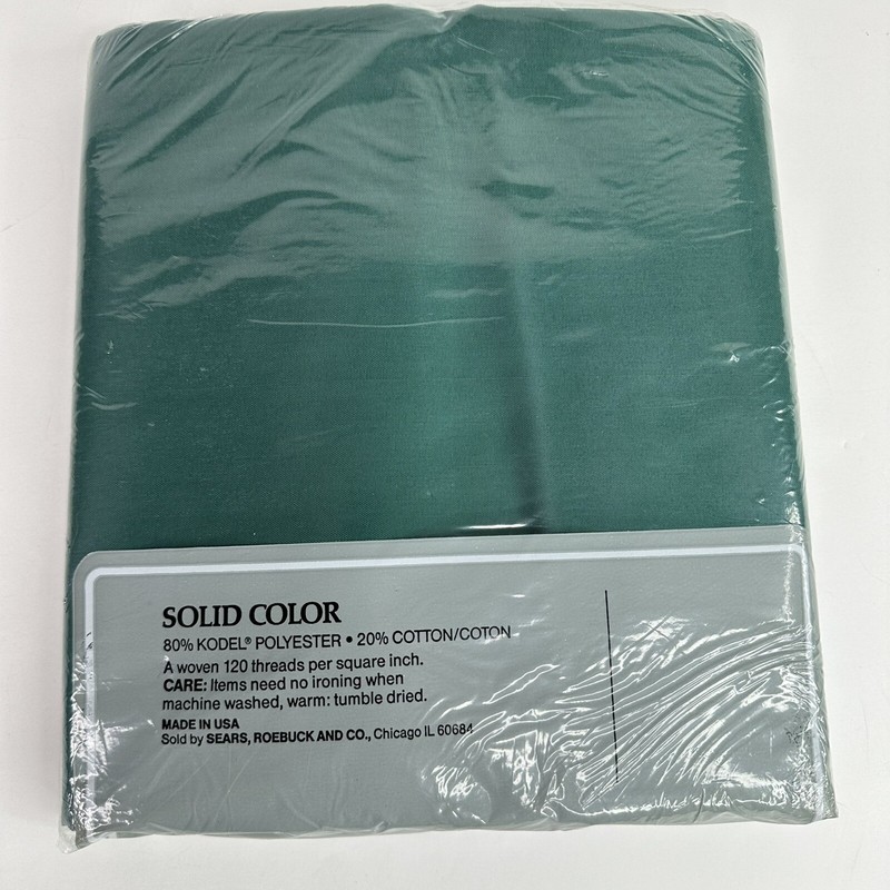 Sears Emerald Green King Flat Sheet Polyester Cotton NIP gallery