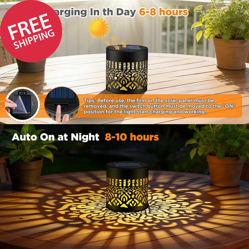 2 Pack Decorative Solar Mandala Lights, Solar Fence Lights Outdoor, Hanging LED gallery