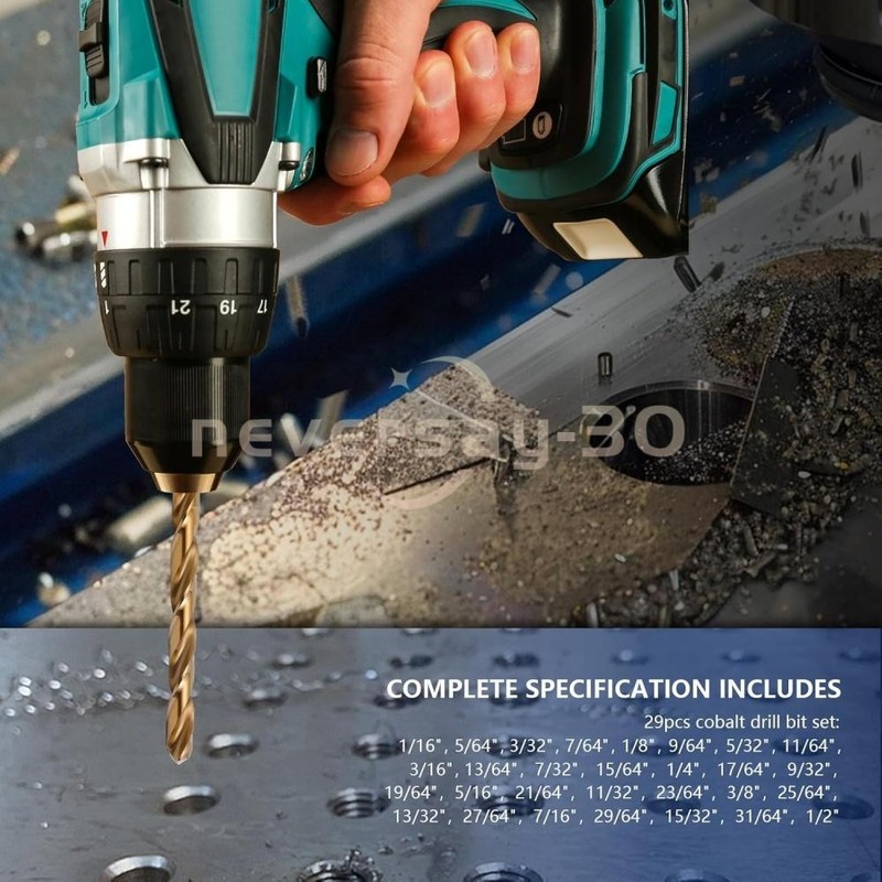29PCS/Set HSS Drill Bits Black Gold Multi-Bits Twist Metal Drill Bit 1/16"-1/2" gallery